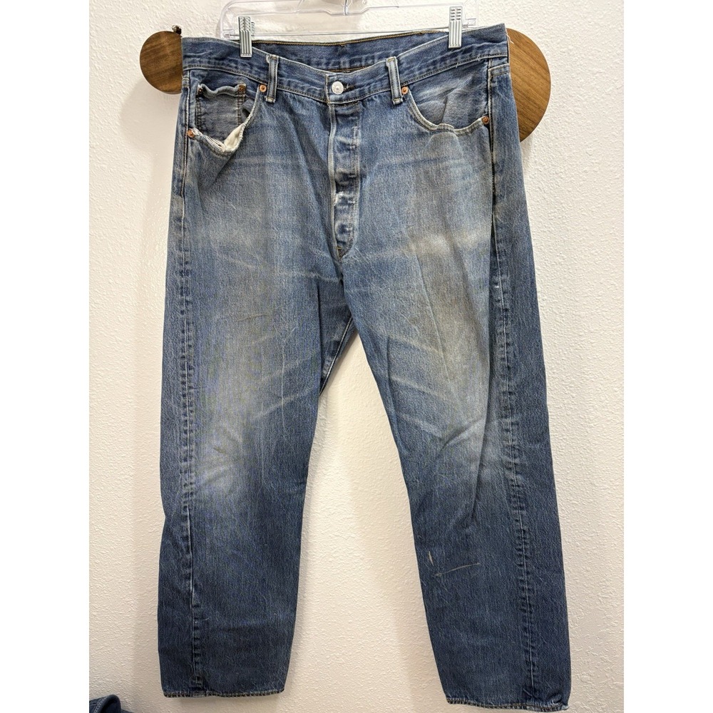 Levi's 501 Y2K Faded Jeans 34x31 Button Fly Wallet Fade Blue Denim